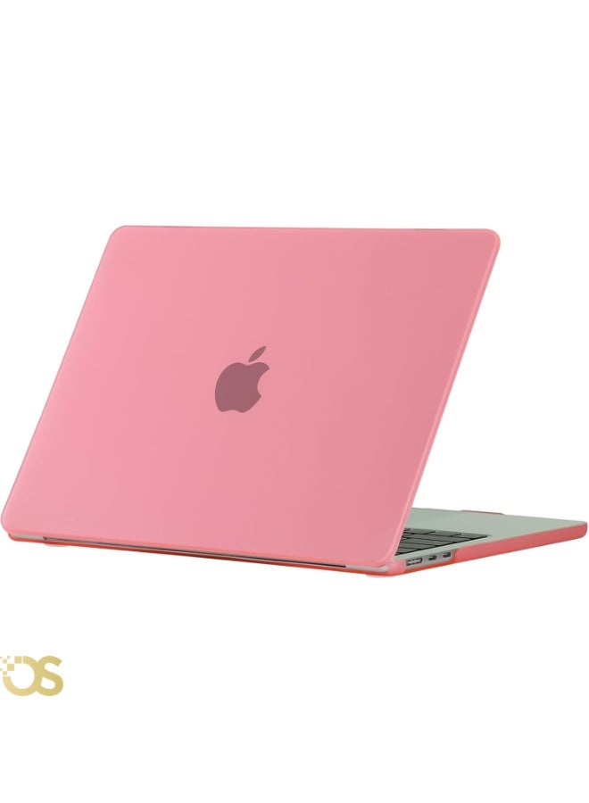 او اس كفر هارد شيل لماك بوك إير 13.6 بوصة من OS STORE — حماية مقاومة للخدوش والصدمات، تصميم نحيف وخفيف مع فتحات تهوية للحفاظ على تبريد الجهاز، سهل التركيب ومناسب للاستخدام اليومي — متوافق مع موديلات M2 (2022-2023) A2681 / M3 (2024) A3113 / M4 A3240 (2025)  (غطاء كريستالي وردي مع واقي شاشة) - Image 1